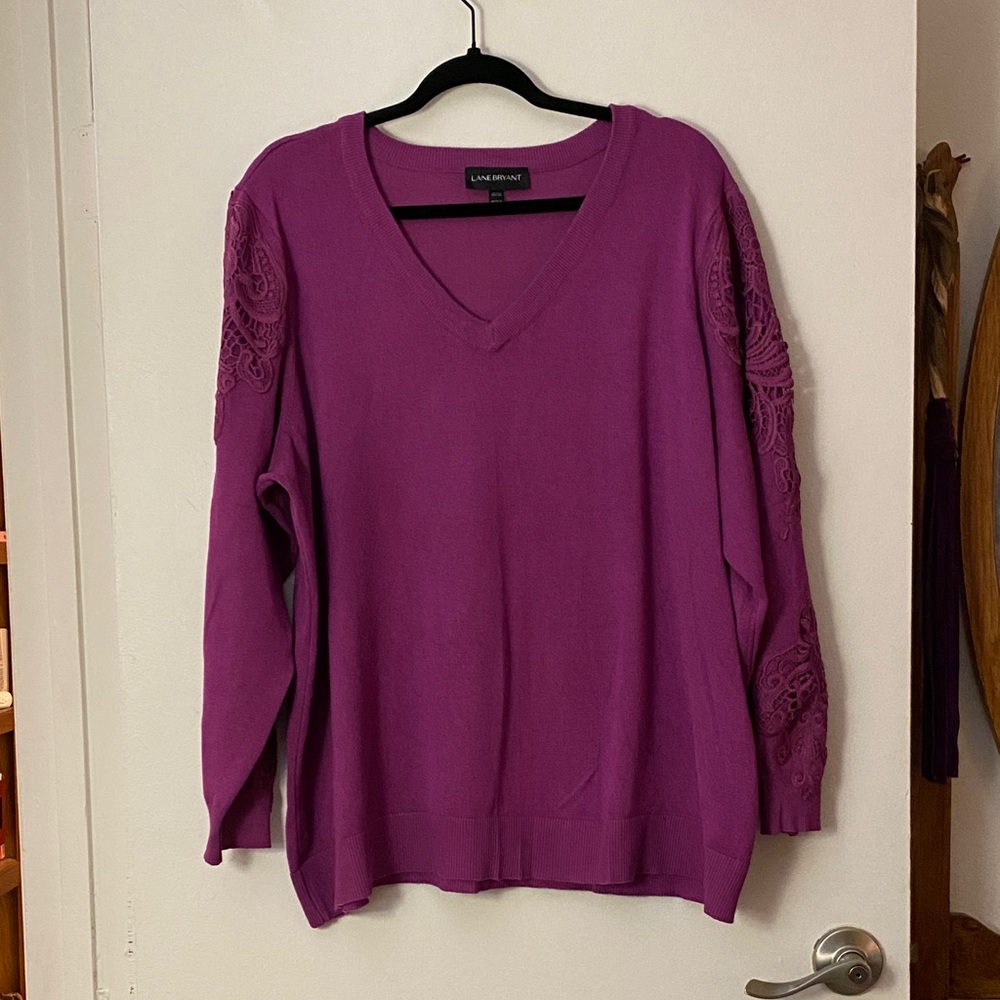Lane Bryant V-Neck Sweater in Rich Purple